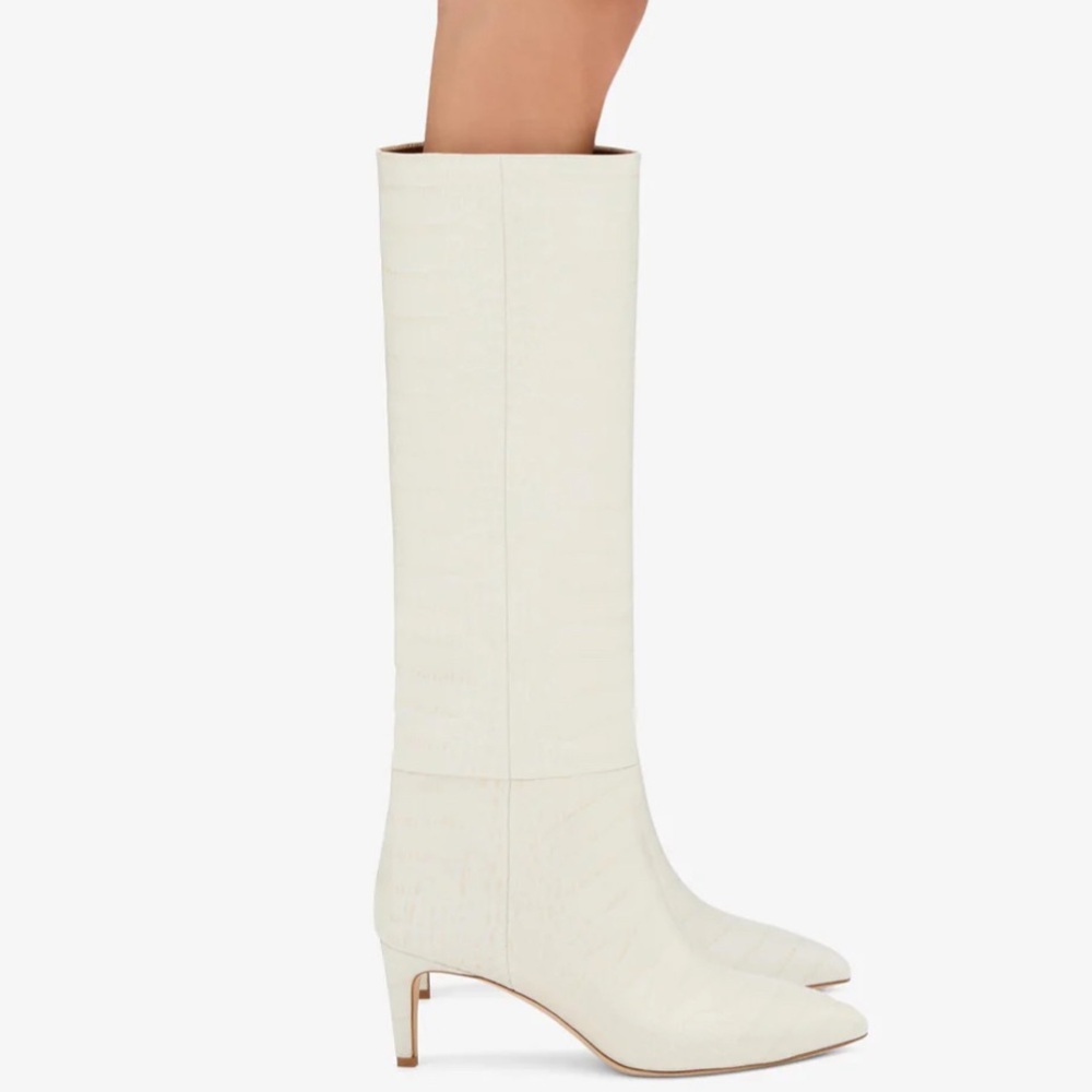 PARIS TEXAS STILETTO BOOT EU 39.5,
Bone China White croc-effect leather